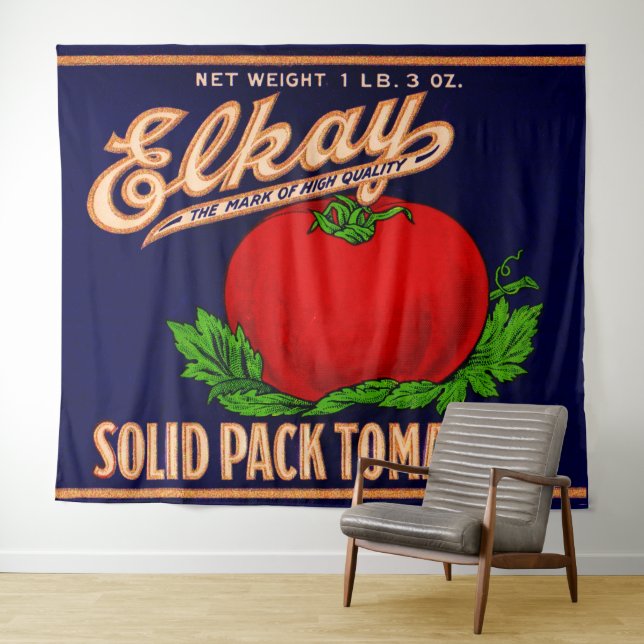 1930s Elkay Solid Pack Tomatoes can label print Tapestry (In Situ (Horizontal))