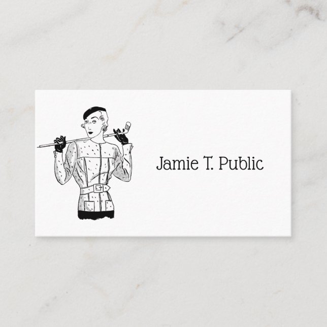 1930s Fashionable Lady Golfer with Golf Club Business Card (Front)