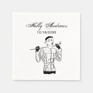 1930s Fashionable Lady Golfer with Golf Club Napkin