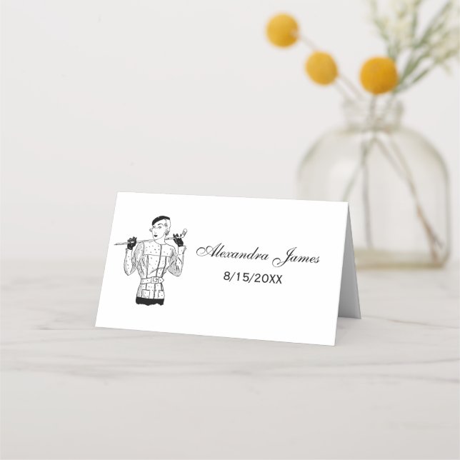 1930s Fashionable Lady Golfer with Golf Club Place Card (Front)
