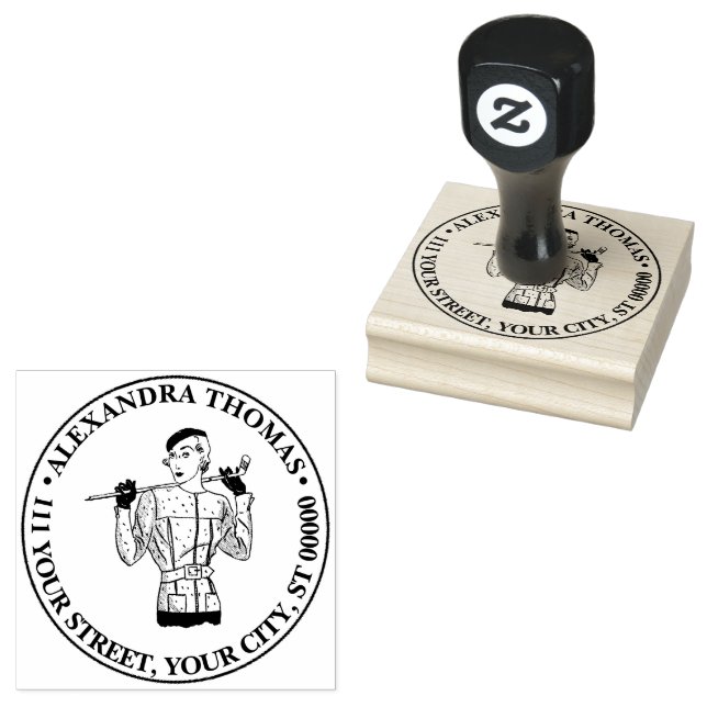 1930s Fashionable Lady Golfer with Golf Club Rubber Stamp (Stamped)