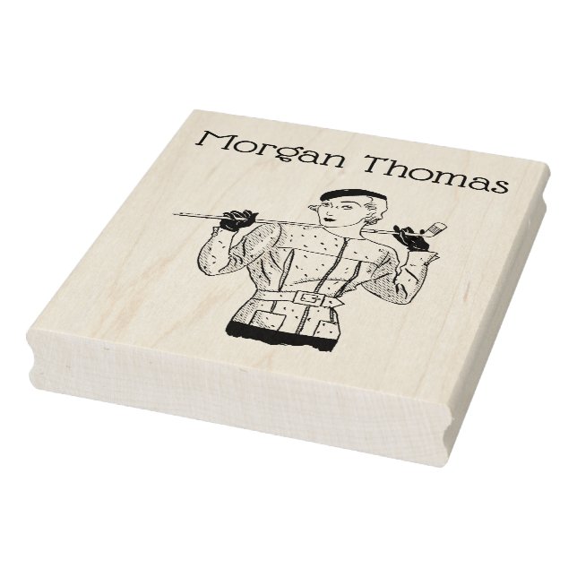 1930s Fashionable Lady Golfer with Golf Club Rubber Stamp (Stamp)