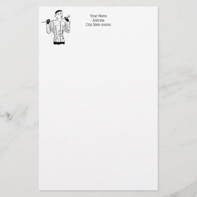 1930s Fashionable Lady Golfer with Golf Club Stationery (Front)