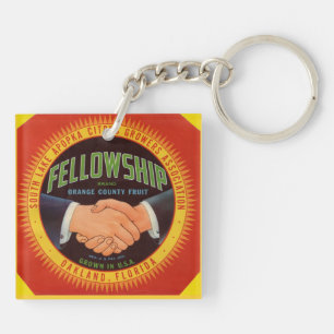 1930s Fellowship Orange County Citrus label Key Ring