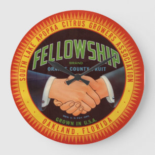 1930s Fellowship Orange County Citrus label Large Clock