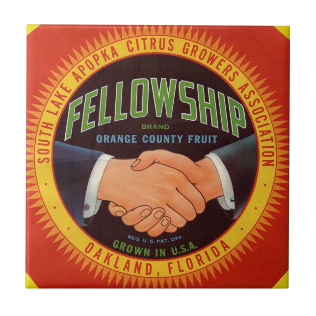 1930s Fellowship Orange County Citrus label Tile (Front)
