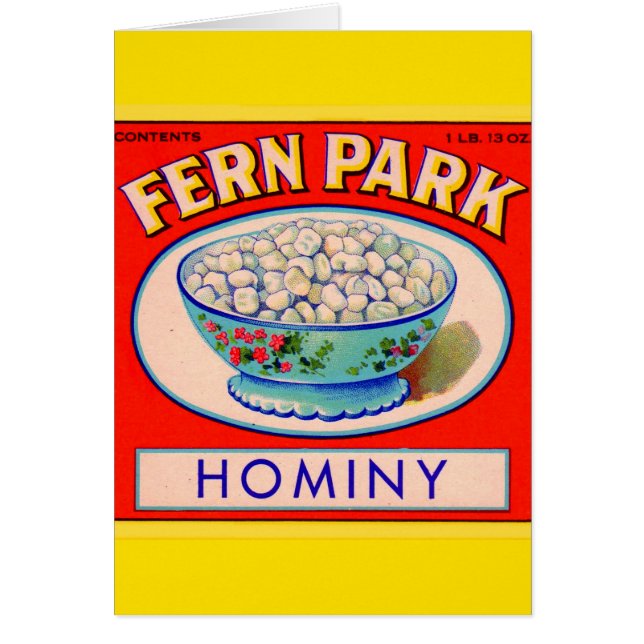 1930s Fern Park hominy grits label (Front)
