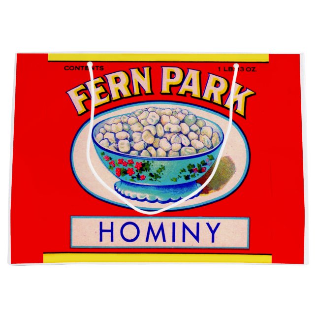 1930s Fern Park hominy grits label Large Gift Bag (Front)