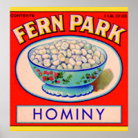 1930s Fern Park hominy grits label