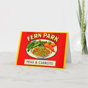 1930s Fern Park peas and carrots label Card