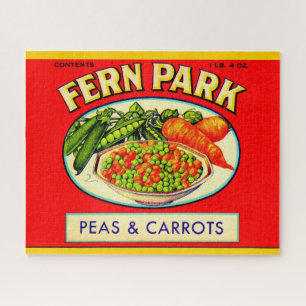1930s Fern Park peas and carrots label Jigsaw Puzzle