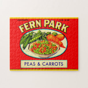 1930s Fern Park peas and carrots label Jigsaw Puzzle