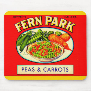 1930s Fern Park peas and carrots label Mouse Mat