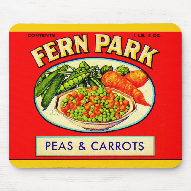 1930s Fern Park peas and carrots label Mouse Mat (Front)