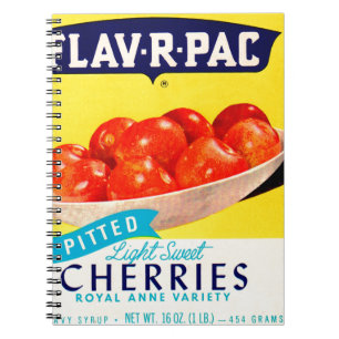 1930s Flav-R-Pac pitted cherries label Notebook