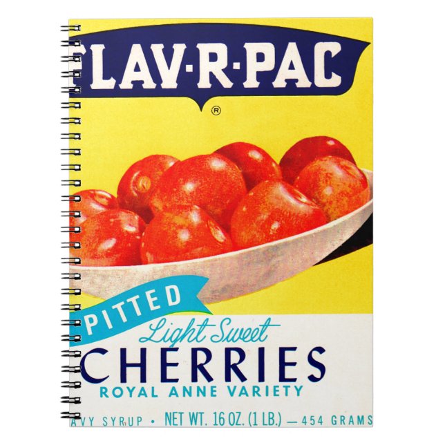 1930s Flav-R-Pac pitted cherries label Notebook (Front)