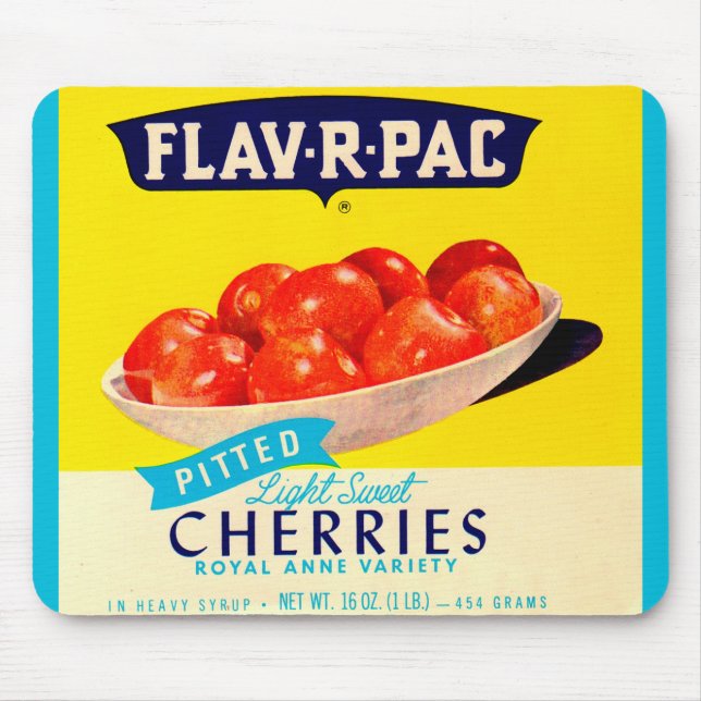 1930s Flav-R-Pac pitted cherries Mouse Mat (Front)