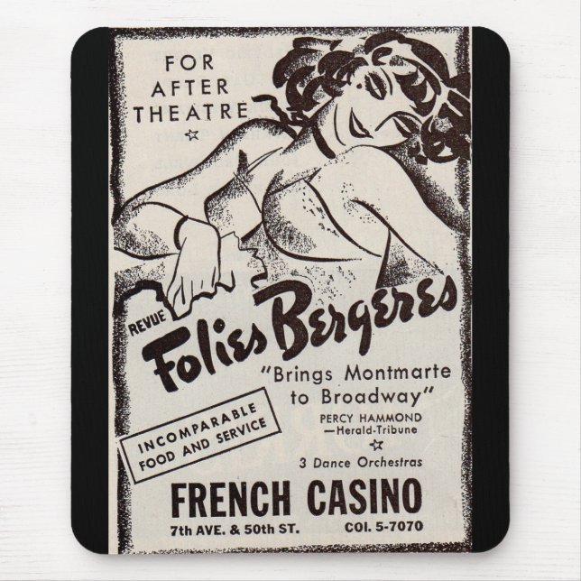 1930s Folies Bergere ad Mouse Mat (Front)