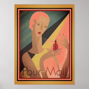  1930's.French, Art Deco, Pour Moi Perfume Poster