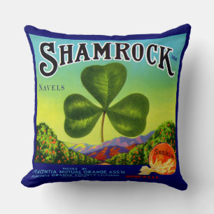 1930s fruit crate label Shamrock Navel Oranges Cushion