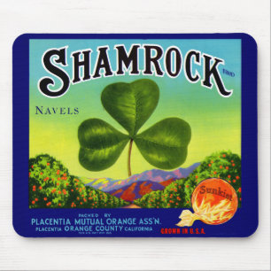 1930s fruit crate label Shamrock Navel Oranges Mouse Mat
