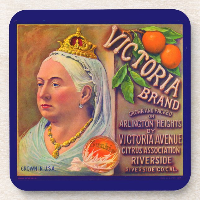 1930s fruit crate label Victoria brand oranges Coaster (Front)