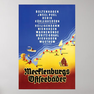 1930s Germany Travel Poster Mecklenburg Baltic Sea