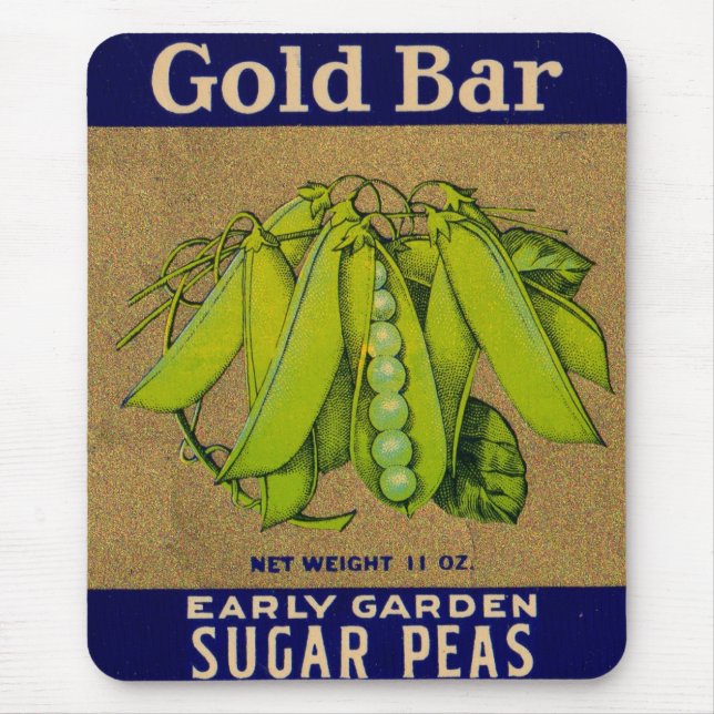 1930s Gold Bar sugar peas can label Mouse Mat (Front)