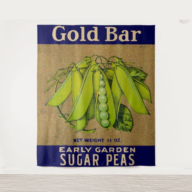 1930s Gold Bar sugar peas can label Tapestry (Front)