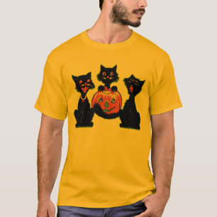 1930s Halloween Black Cats With Jack O'Lantern T-Shirt