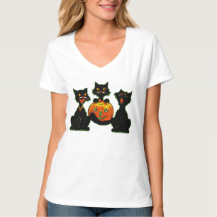 1930s Halloween Black Cats With Jack O'Lantern T-Shirt