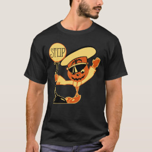 1930s Halloween Traffic Cop Jack O"Lantern Man T-Shirt