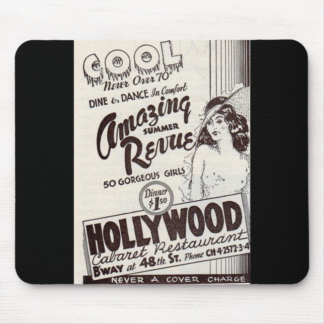 1930s Hollywood Cabaret Restaurant ad Mouse Mat (Front)