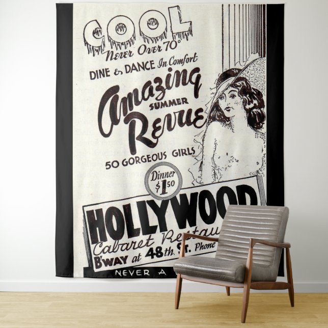 1930s Hollywood Cabaret Restaurant ad Tapestry (In Situ)