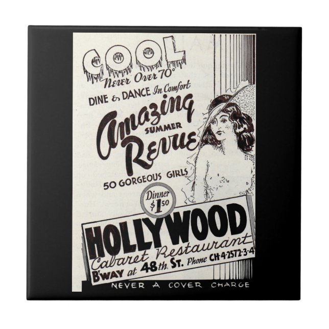 1930s Hollywood Cabaret Restaurant ad Tile (Front)