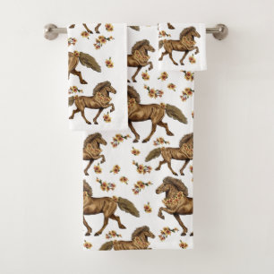 1930s Icelandic and Flowers Bath Towel Set