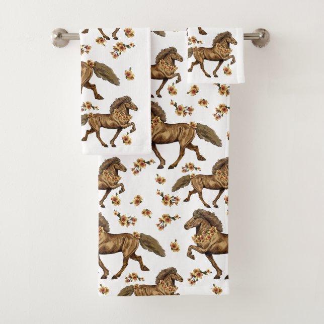 1930s Icelandic and Flowers Bath Towel Set (Insitu)