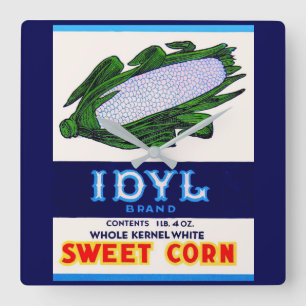 1930s Idyl Sweet Corn label Square Wall Clock