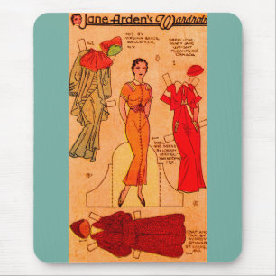 1930s Jane Arden paper doll blue dress red dress Mouse Mat