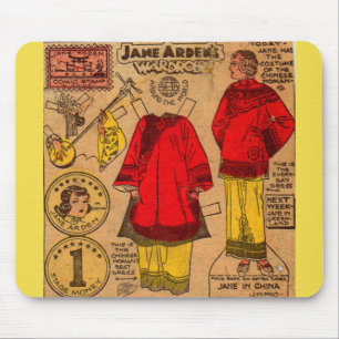 1930s Jane Arden paper doll Chinese clothes Mouse Mat