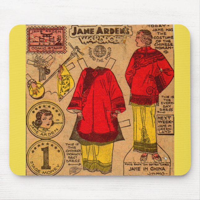1930s Jane Arden paper doll Chinese clothes Mouse Mat (Front)