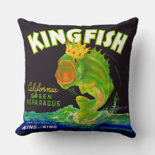 1930s Kingfish asparagus crate label Cushion