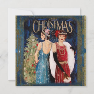 1930's Ladies Christmas Art     Card