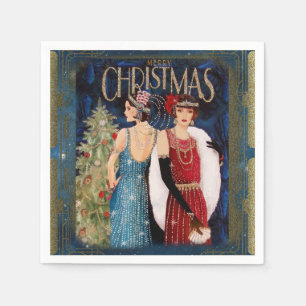 1930's Ladies Christmas Art Napkin