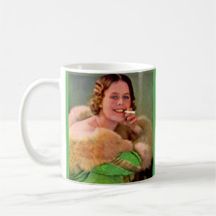 1930s lady smoker coffee mug
