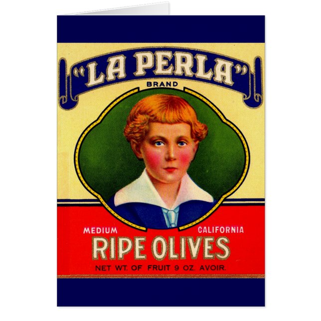 1930s LaPerla Olives label (Front)