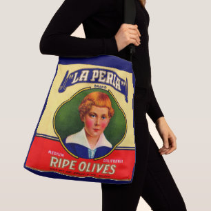 1930s LaPerla Olives label print Crossbody Bag