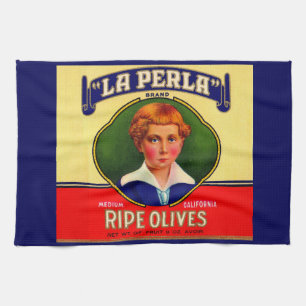 1930s LaPerla Olives label print Tea Towel