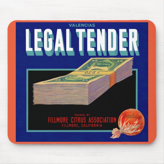 1930s Legal Tender orange crate label Mouse Mat (Front)