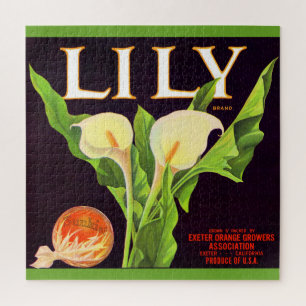 1930s Lily orange crate label print Jigsaw Puzzle